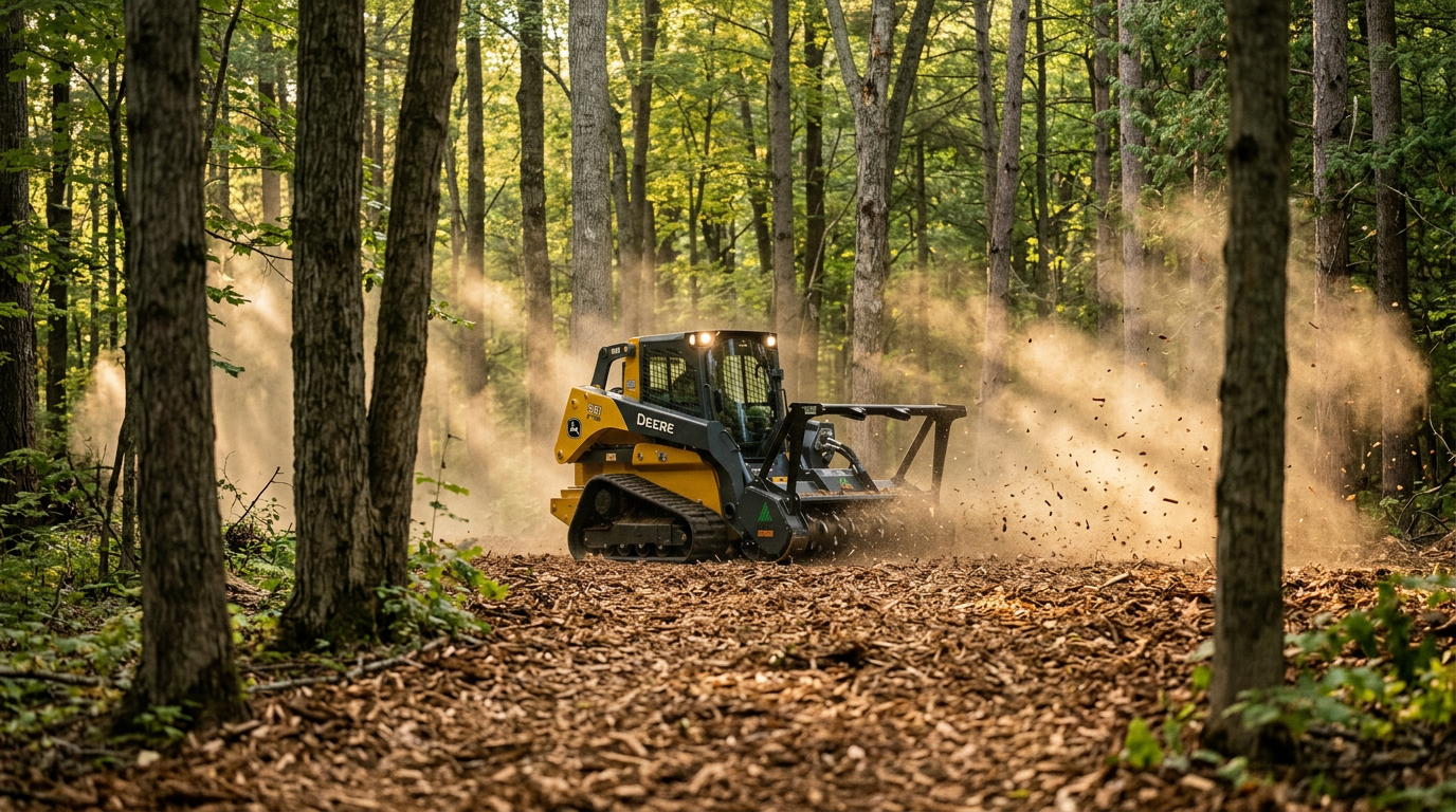 Forestry mulcher clearing brush in Southern Ontario